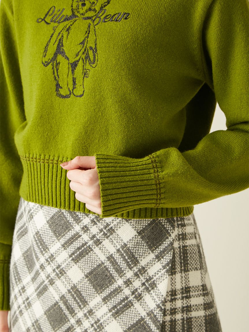 Lily Brown / リリーブラウン LilyBearエンブロイダリーニットトップス  25秋冬予約 LWNT254096 入荷予定 : 9月下旬〜 (10%OFF&PT5倍) Lily Bearエンブロイダリーニットトップス(ニット)｜トップス