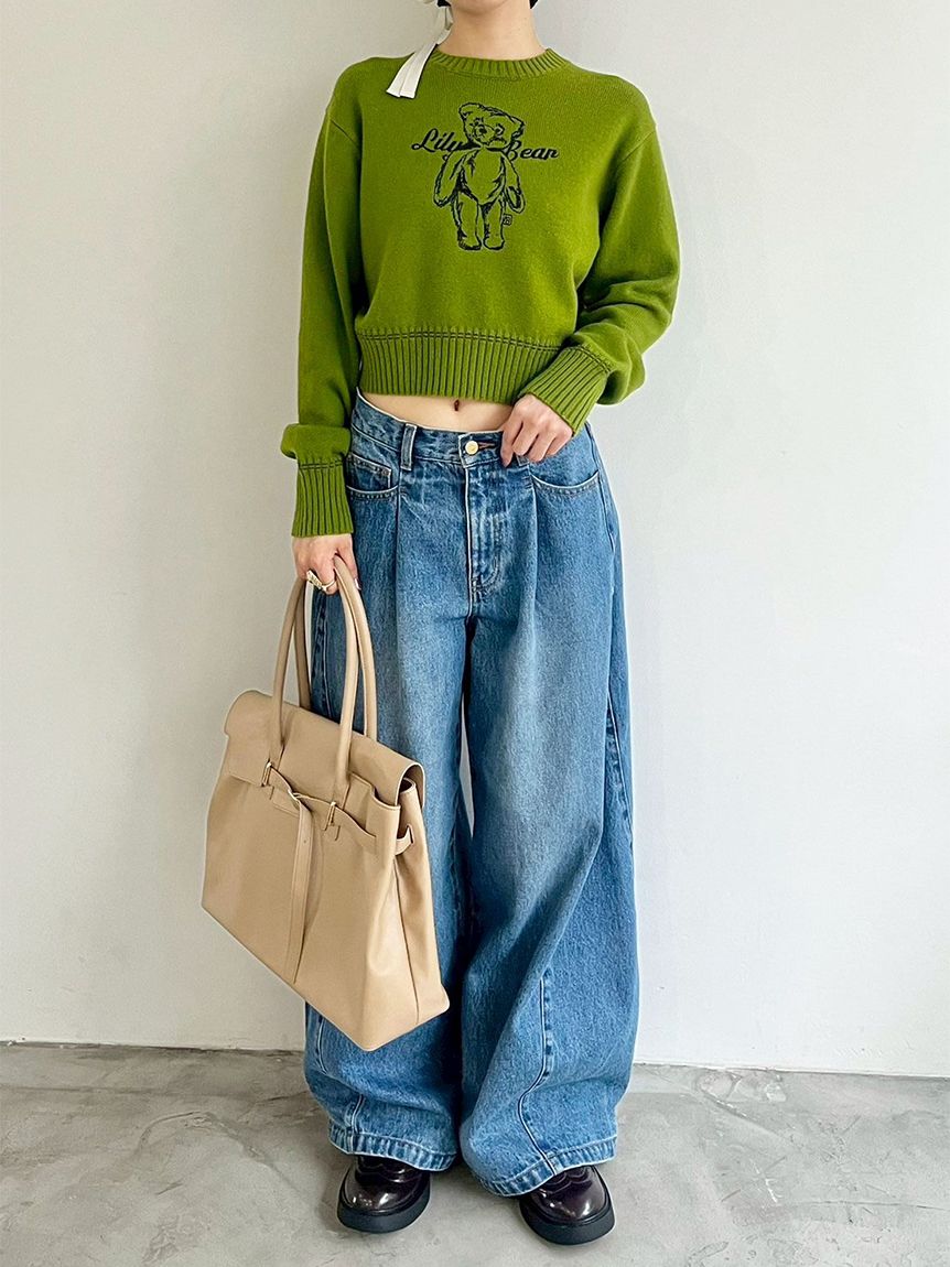 Lily Brown / リリーブラウン LilyBearエンブロイダリーニットトップス  25秋冬予約 LWNT254096 入荷予定 : 9月下旬〜 (10%OFF&PT5倍) Lily Bearエンブロイダリーニットトップス(ニット)｜トップス