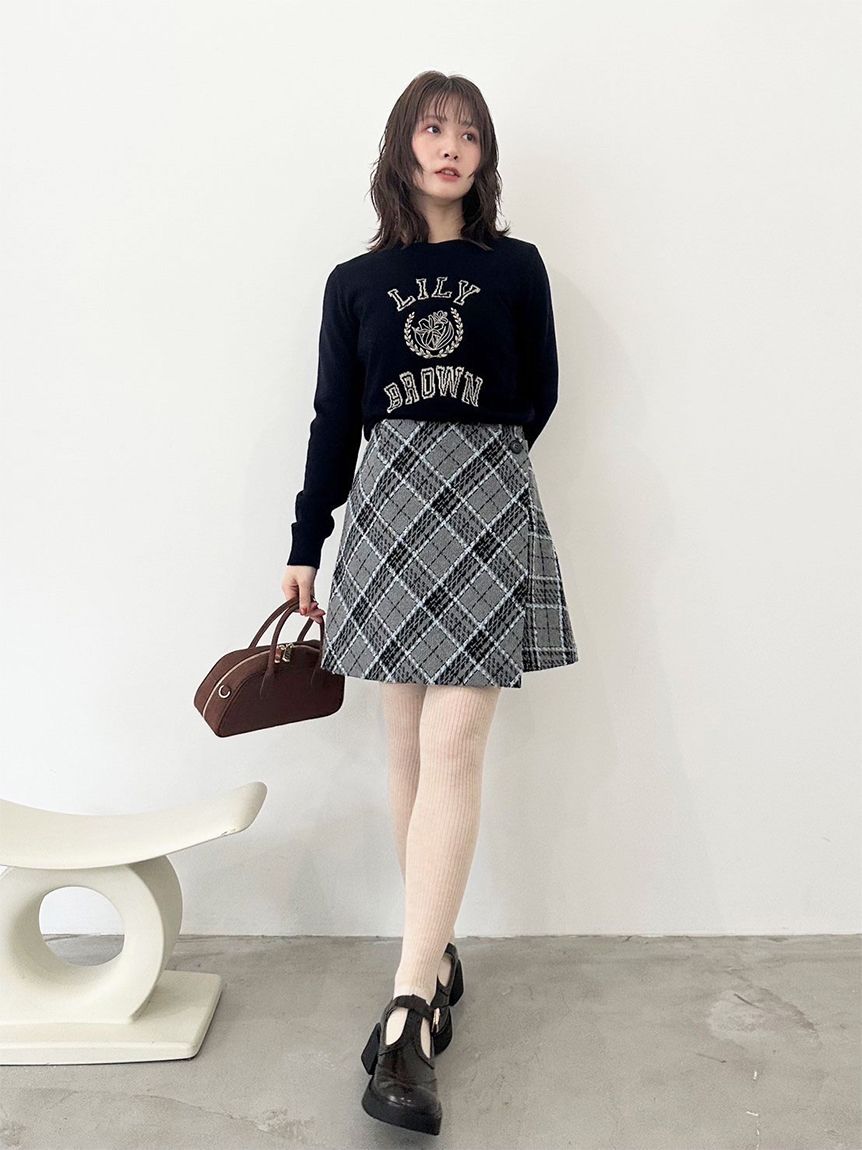 lily brown ロゴ付きラメトップス ラメジャガードロゴニットトップス(ニット)｜トップス｜LILY