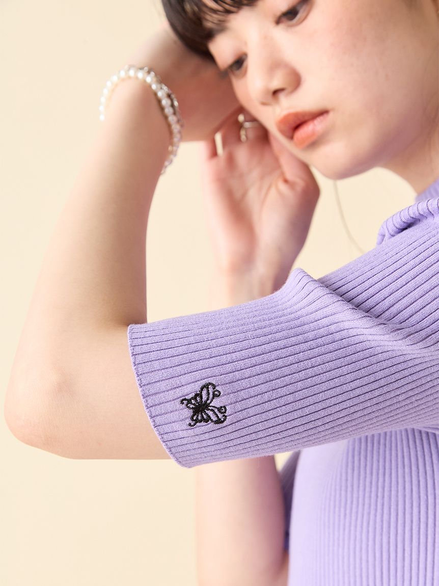 LILY BROWN ×ANNA SUI】ロゴ刺繍ハイネックリブニット(ニット