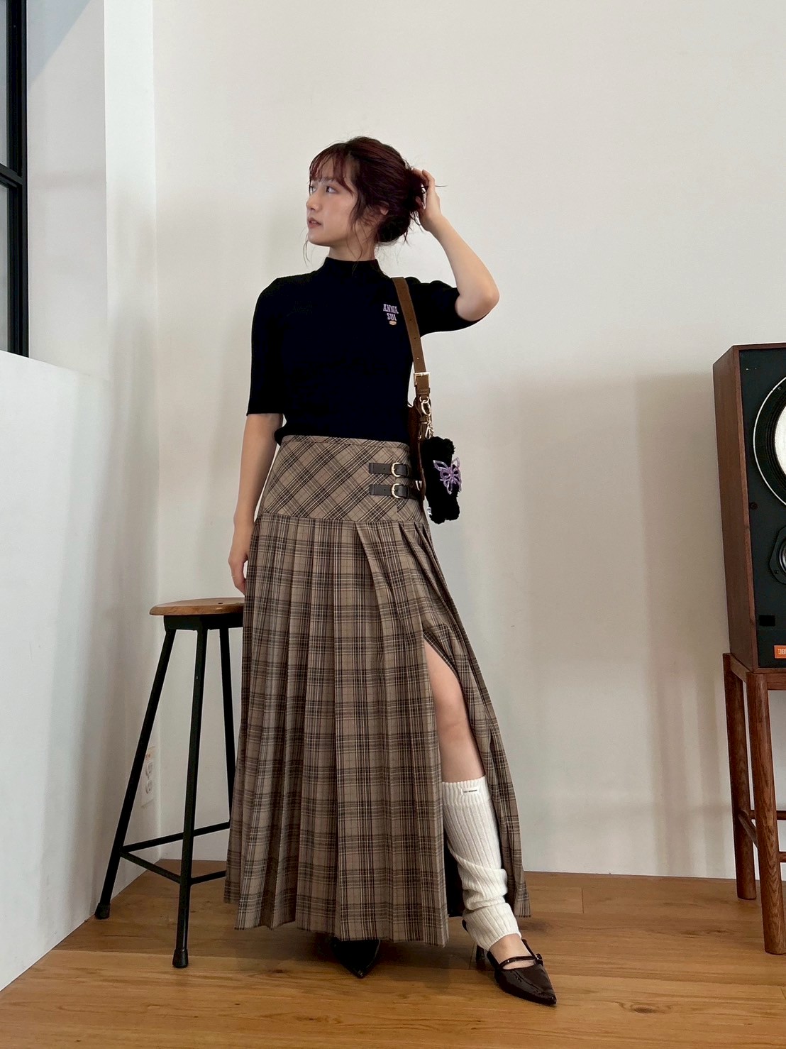 LILY BROWN ×ANNA SUI】ロゴ刺繍ハイネックリブニット(ニット