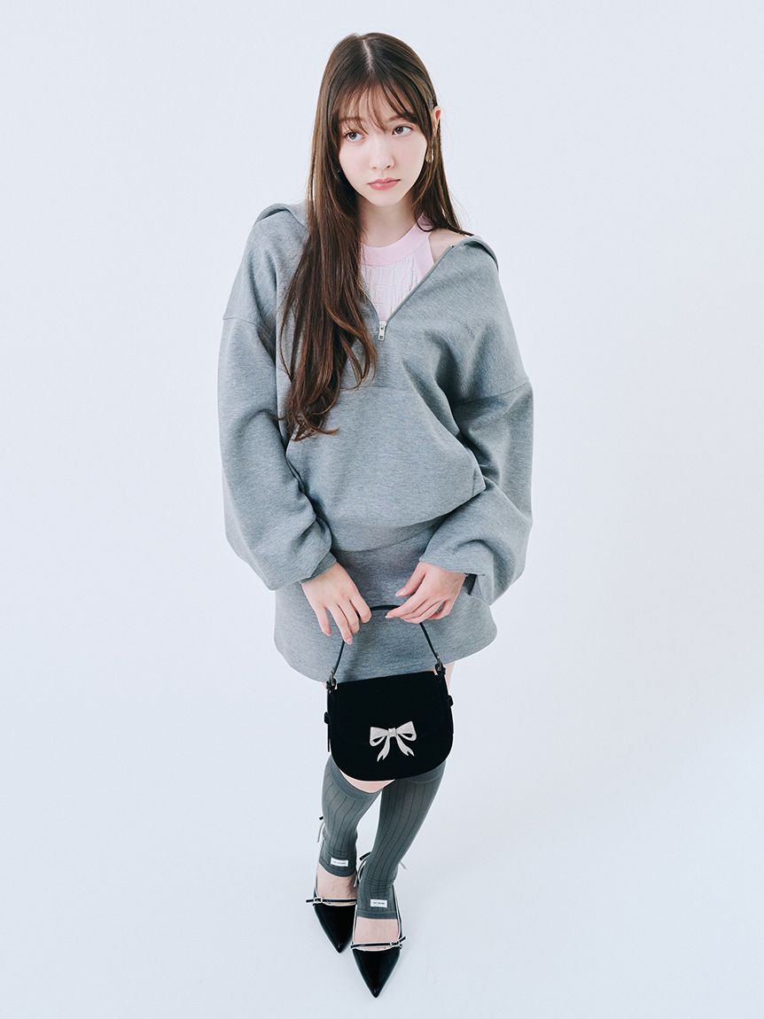 Lily Brown◆トップス/one/ポリエステル/GRY/LWFT251044 シアーリブニットトップス（ニット）｜LILY BROWN（リリー