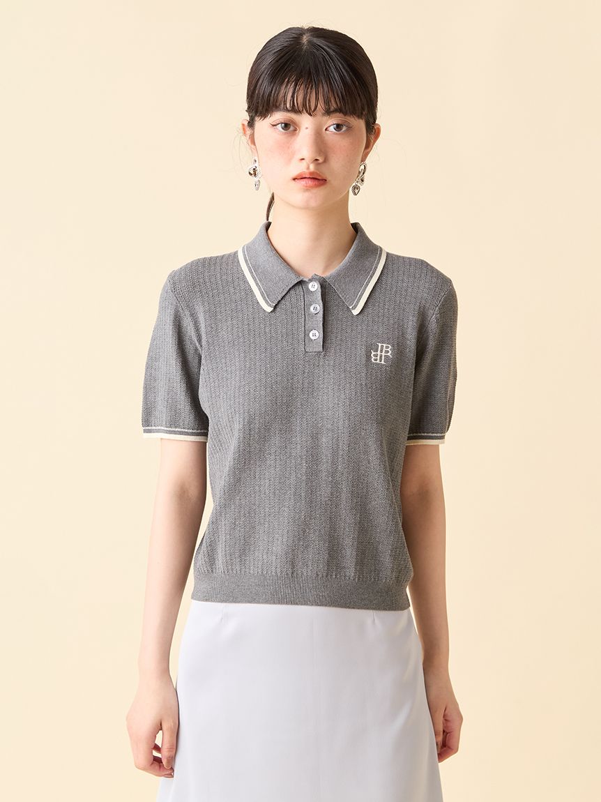 【美品】LILY BROWN ケーブルニットポロシャツ F ホワイト Lily Bearケーブルニットプルオーバー（ニット）｜LILY BROWN