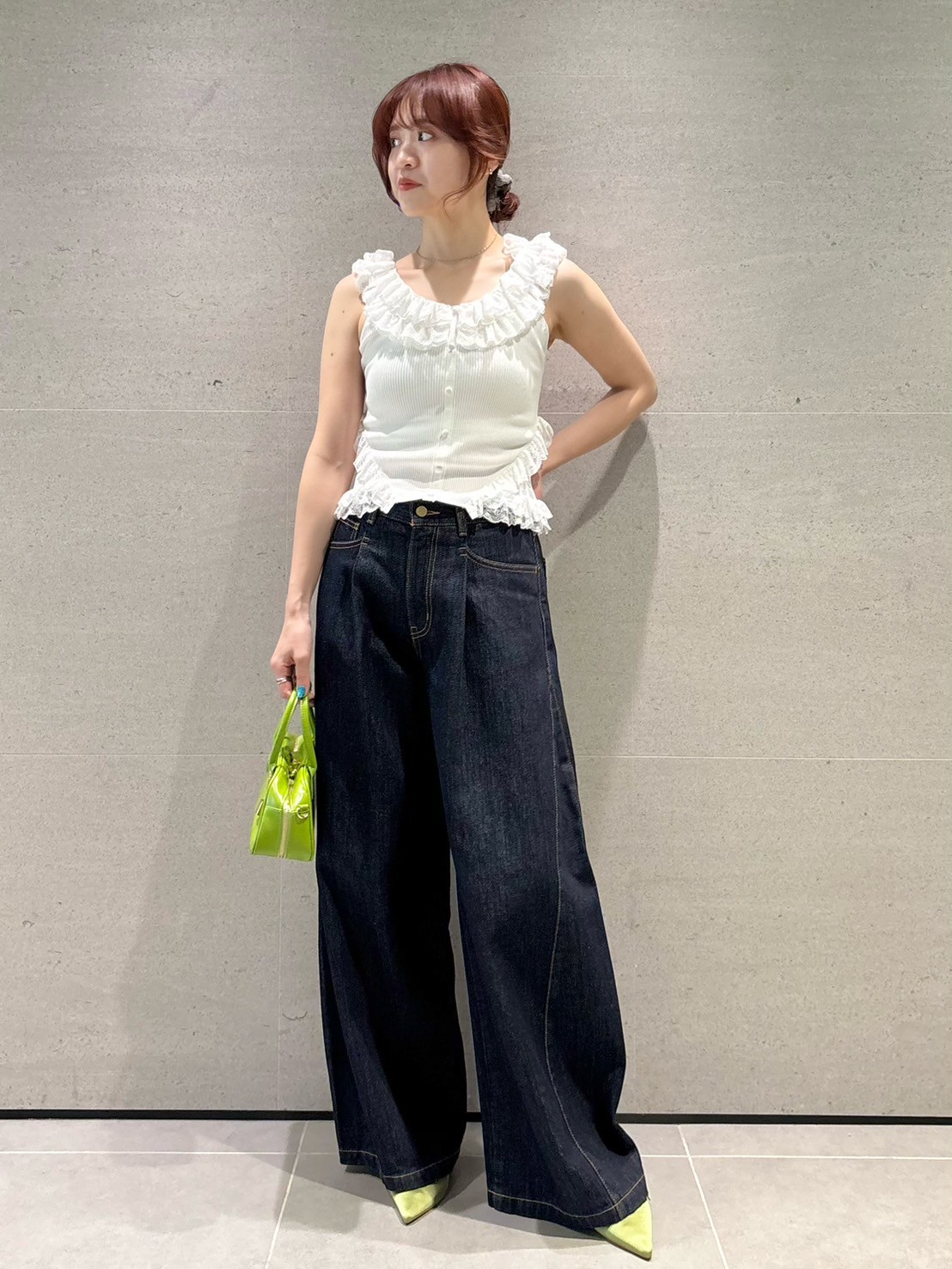 リリーブラウンケーブルフリルニットトップス ラベンダー レースフリルニットトップス(ニット)｜トップス｜LILY BROWN
