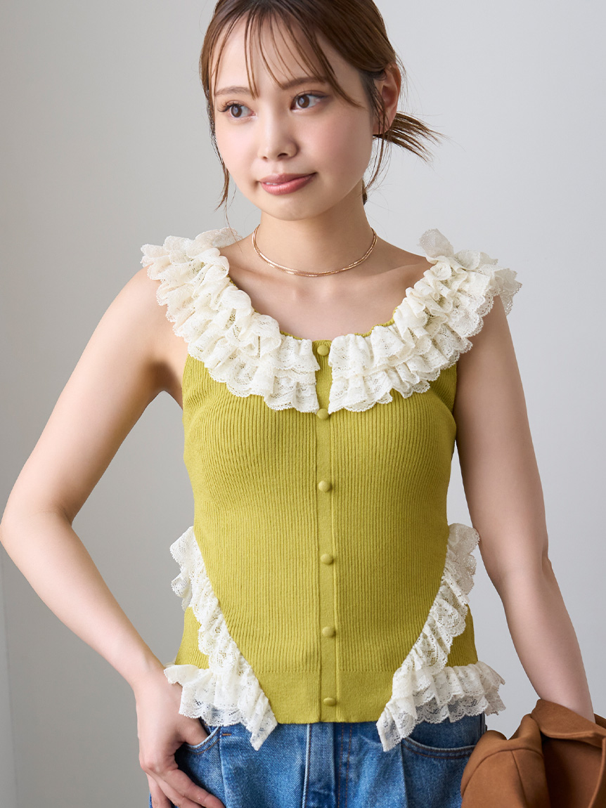 LILY BROWN◎2wayレースフリルニットトップス 2wayレースフリルニットトップス（ニット/セーター）｜LILY