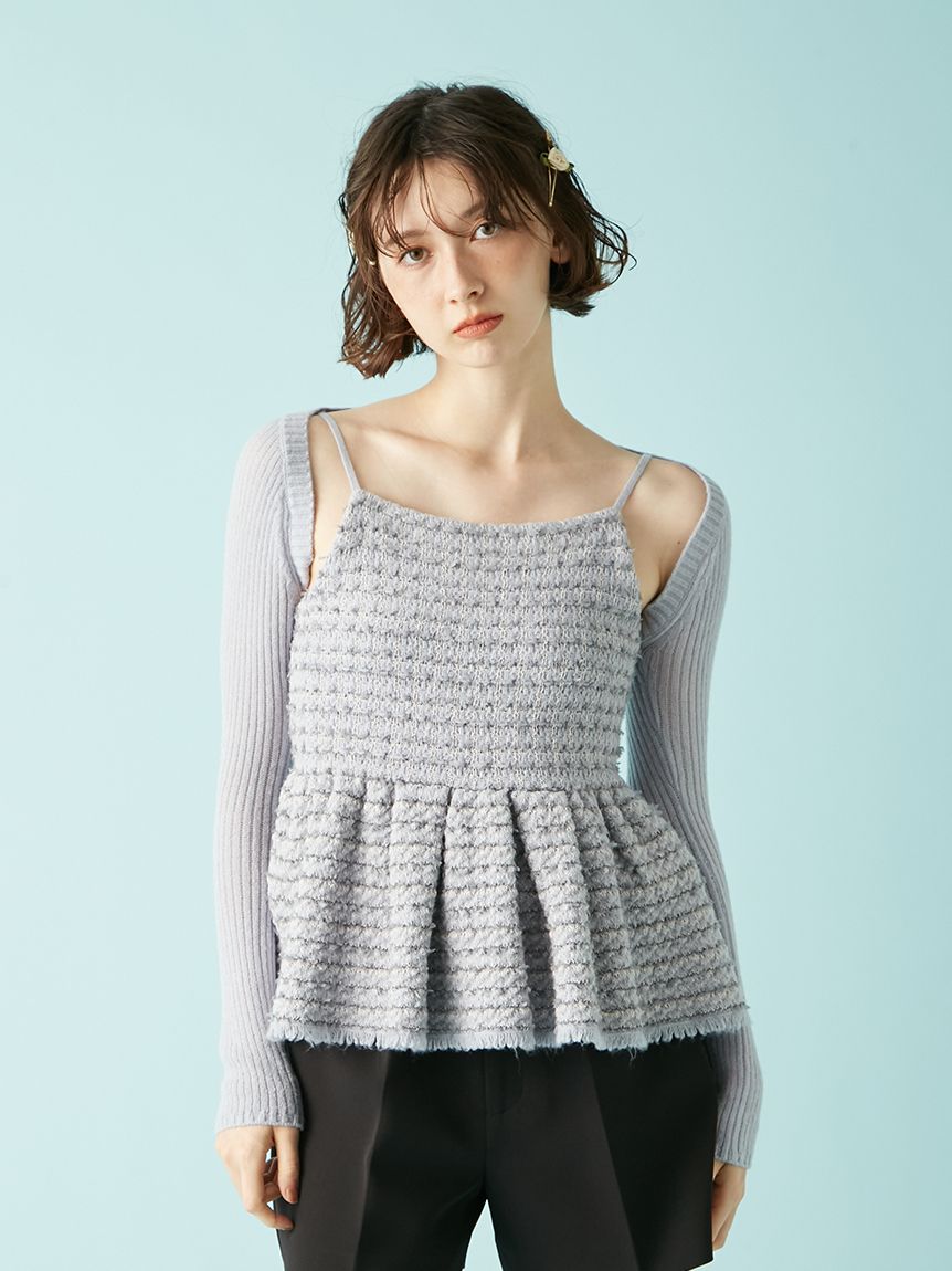 lily brown ボレロセットペプラムニット ボレロセットツイードペプラムニット(ニット)｜トップス｜LILY