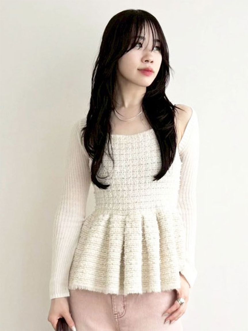 lily brown ボレロセットペプラムニット ボレロセットツイードペプラムニット(ニット)｜トップス｜LILY
