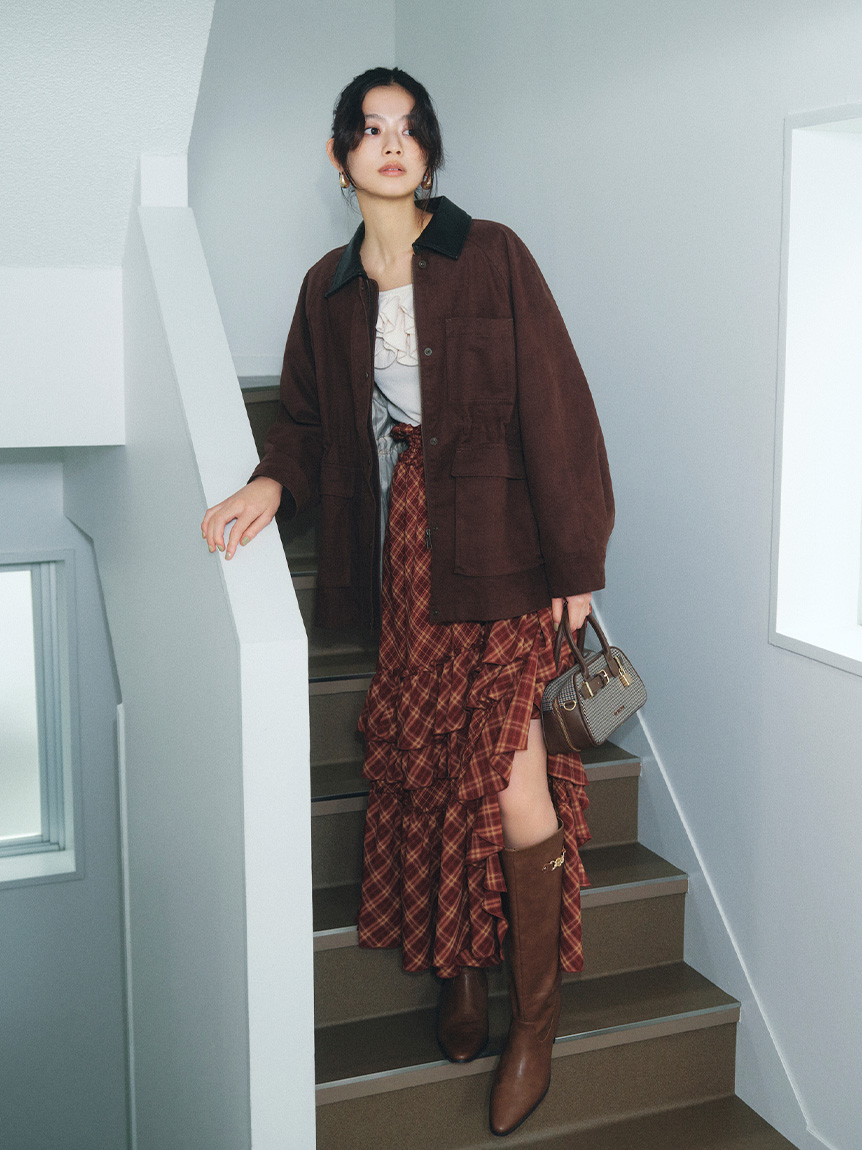 ブラウン ニット フリルスカート モールフリルニットトップス(ニット)｜トップス｜LILY BROWN