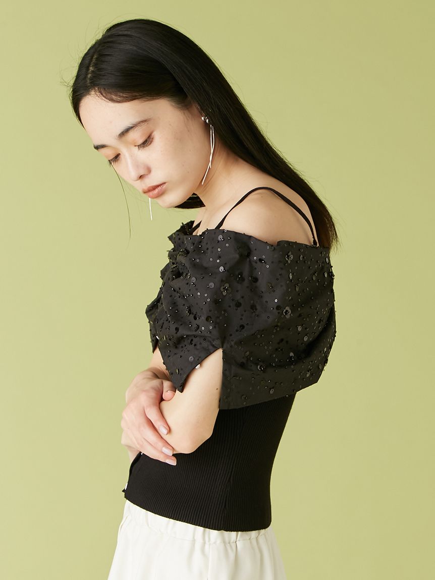LILYBROWN ビジューリボンニットトップス LILY BROWN（リリーブラウン）の「【WEB限定カラー】[L.B CANDY