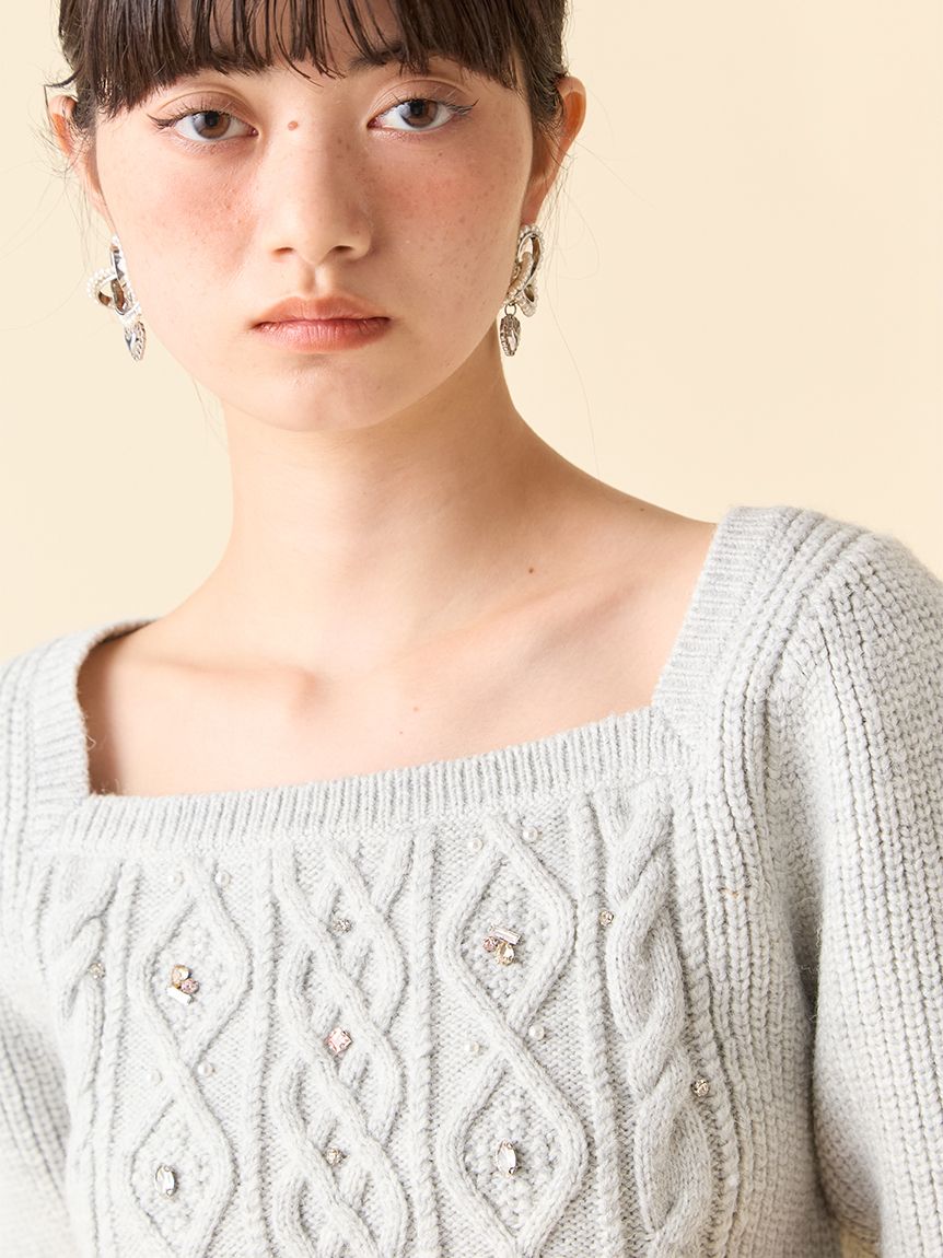 新品LILY BROWNCANDY STOCK]Ａラインビジューリボンコート LILY BROWN（リリーブラウン）の「[L.B CANDY STOCK]Aライン