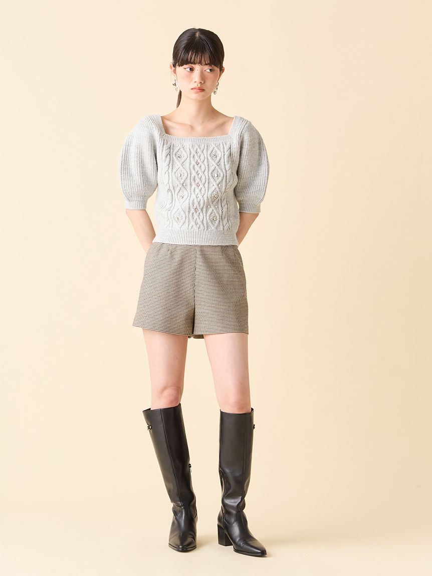 WEB限定カラー】[L.B CANDY STOCK]シフォンリボンビジューニット
