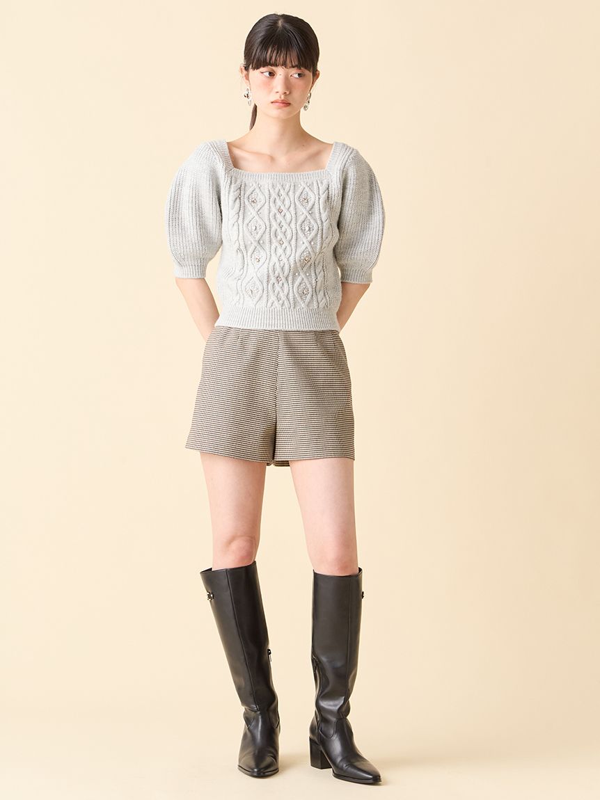 WEB限定カラー】[L.B CANDY STOCK]シフォンリボンビジューニット