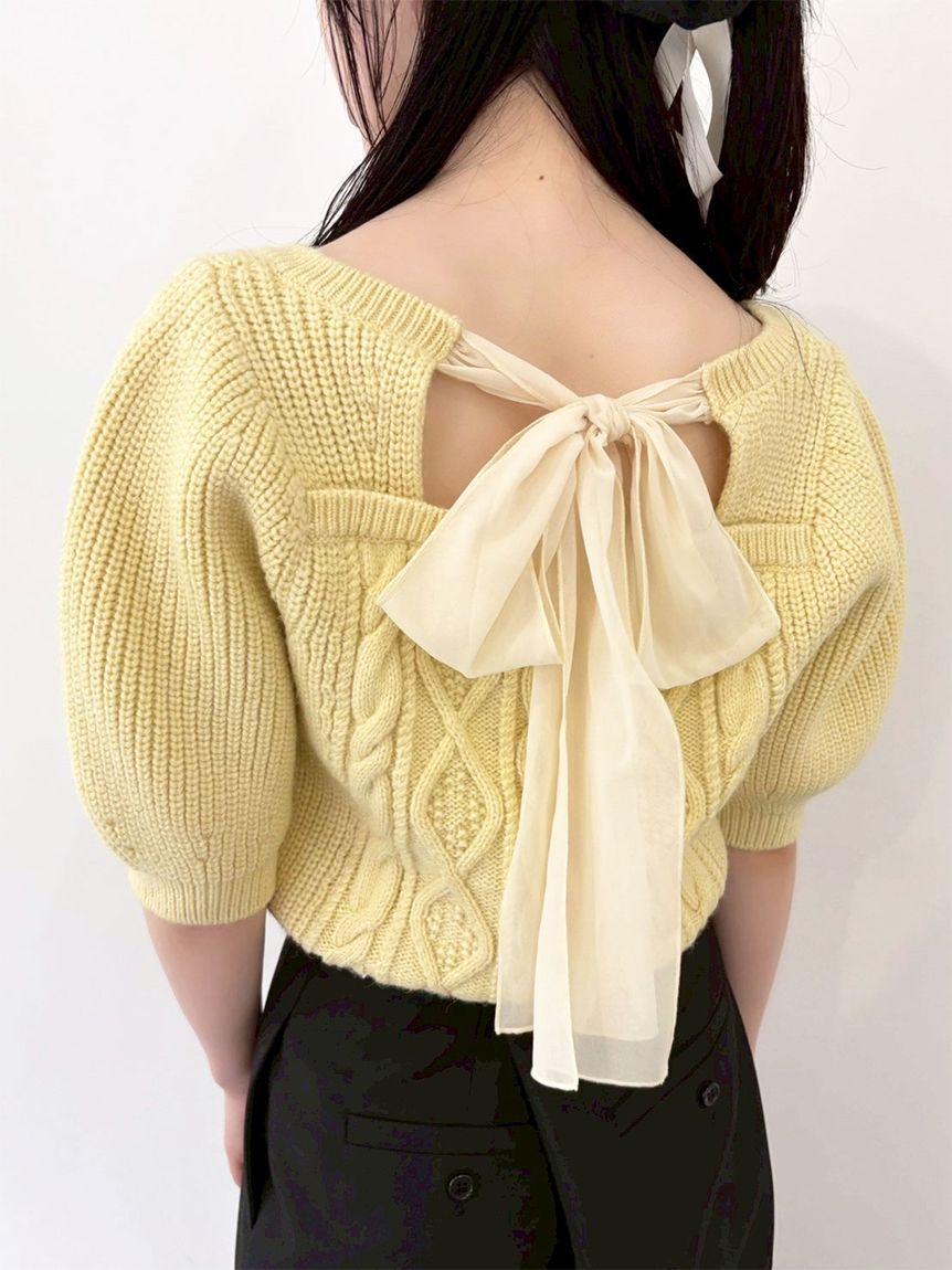 WEB限定カラー】[L.B CANDY STOCK]シフォンリボンビジューニット