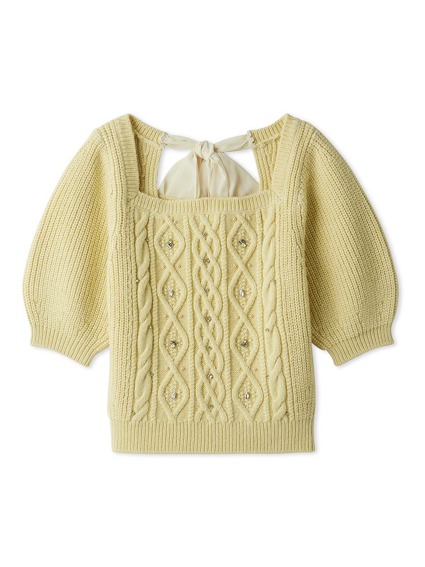 WEB限定カラー】[L.B CANDY STOCK]シフォンリボンビジューニット
