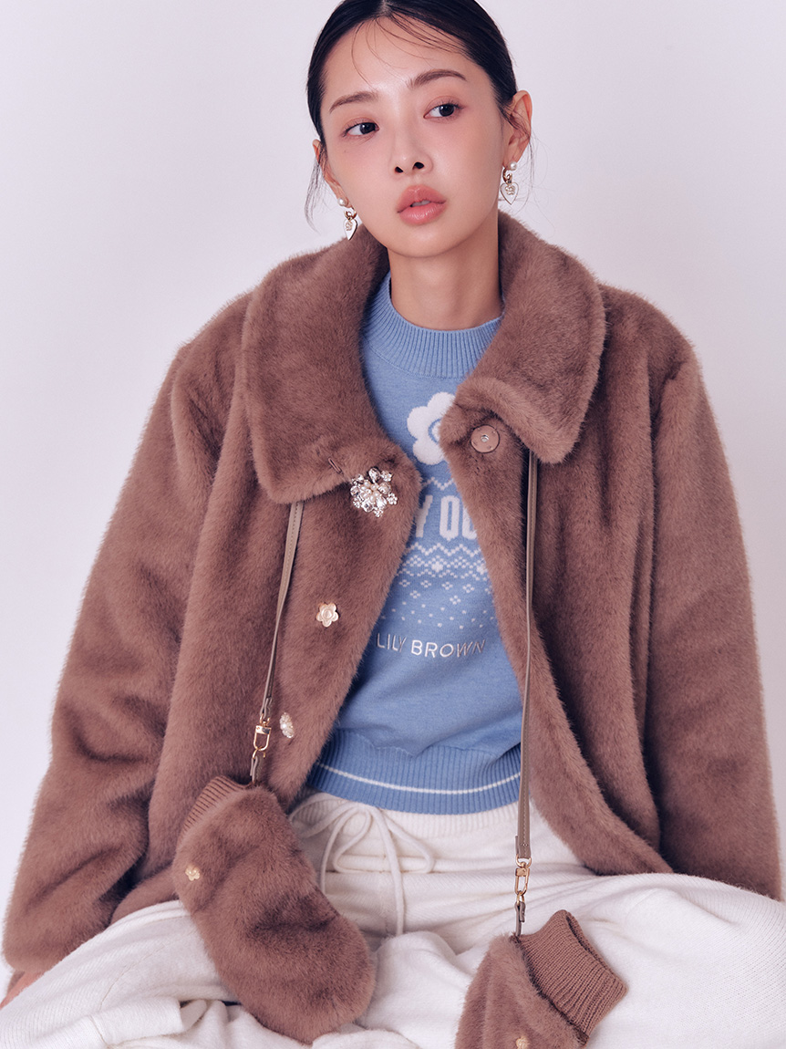 LILY BROWN×MARY QUANT】ジャガードロゴニットトップス(Hearts2Hearts