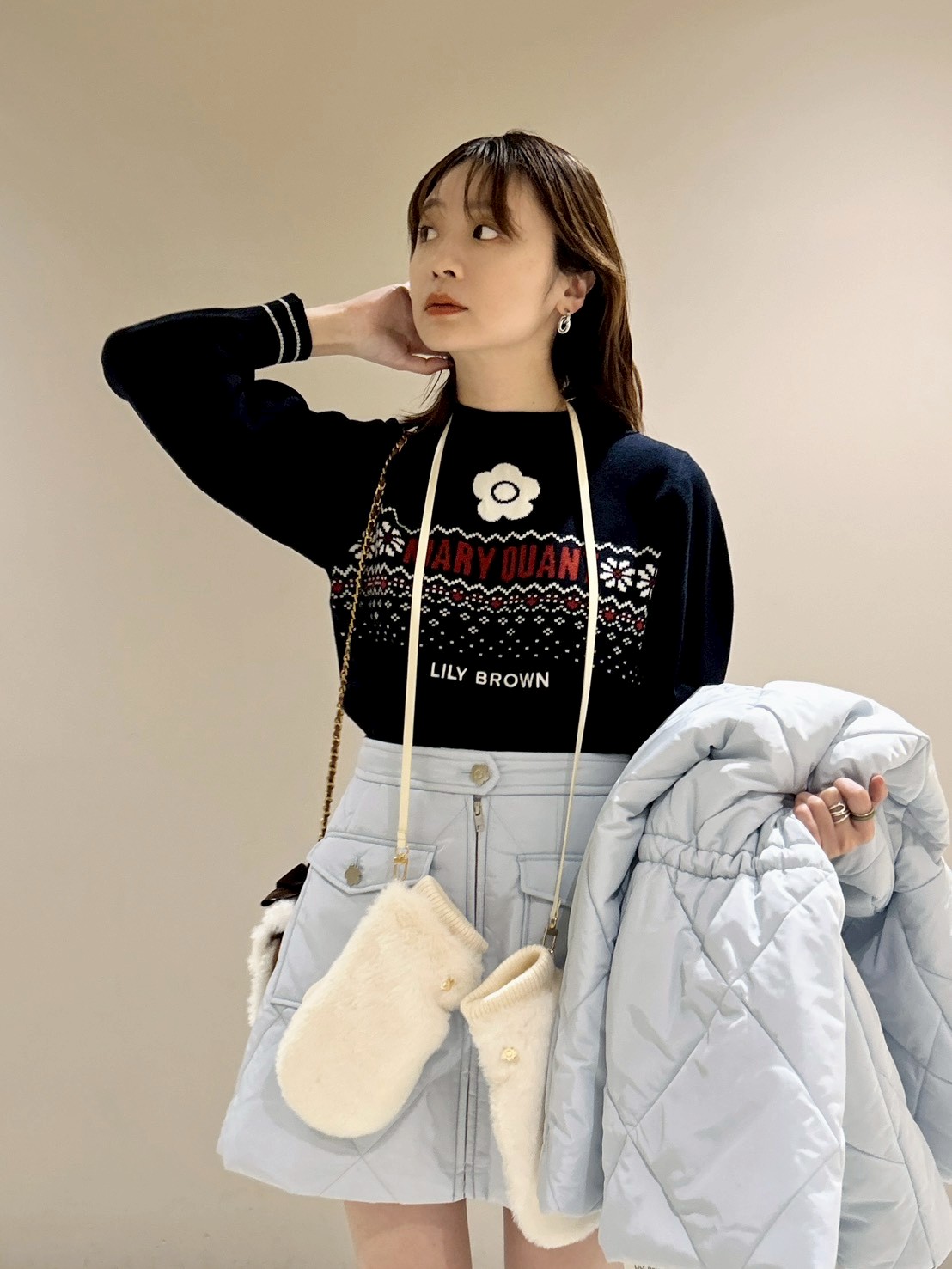 LILY BROWN×MARY QUANT】ジャガードロゴニットトップス(Hearts2Hearts