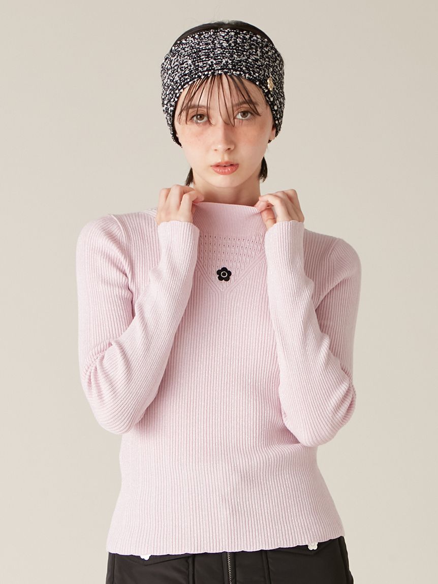 LILY BROWN×MARY QUANTデイジー刺繍ソフトリブニットトップス LILY BROWN×MARY QUANT】デイジー刺繍ソフトリブニットトップス
