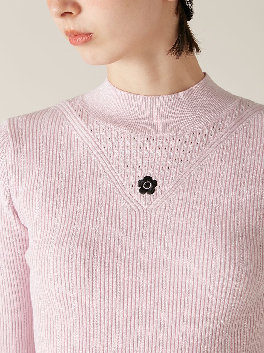 LILY BROWN×MARY QUANT】デイジー刺繍ソフトリブニットトップス(ニット