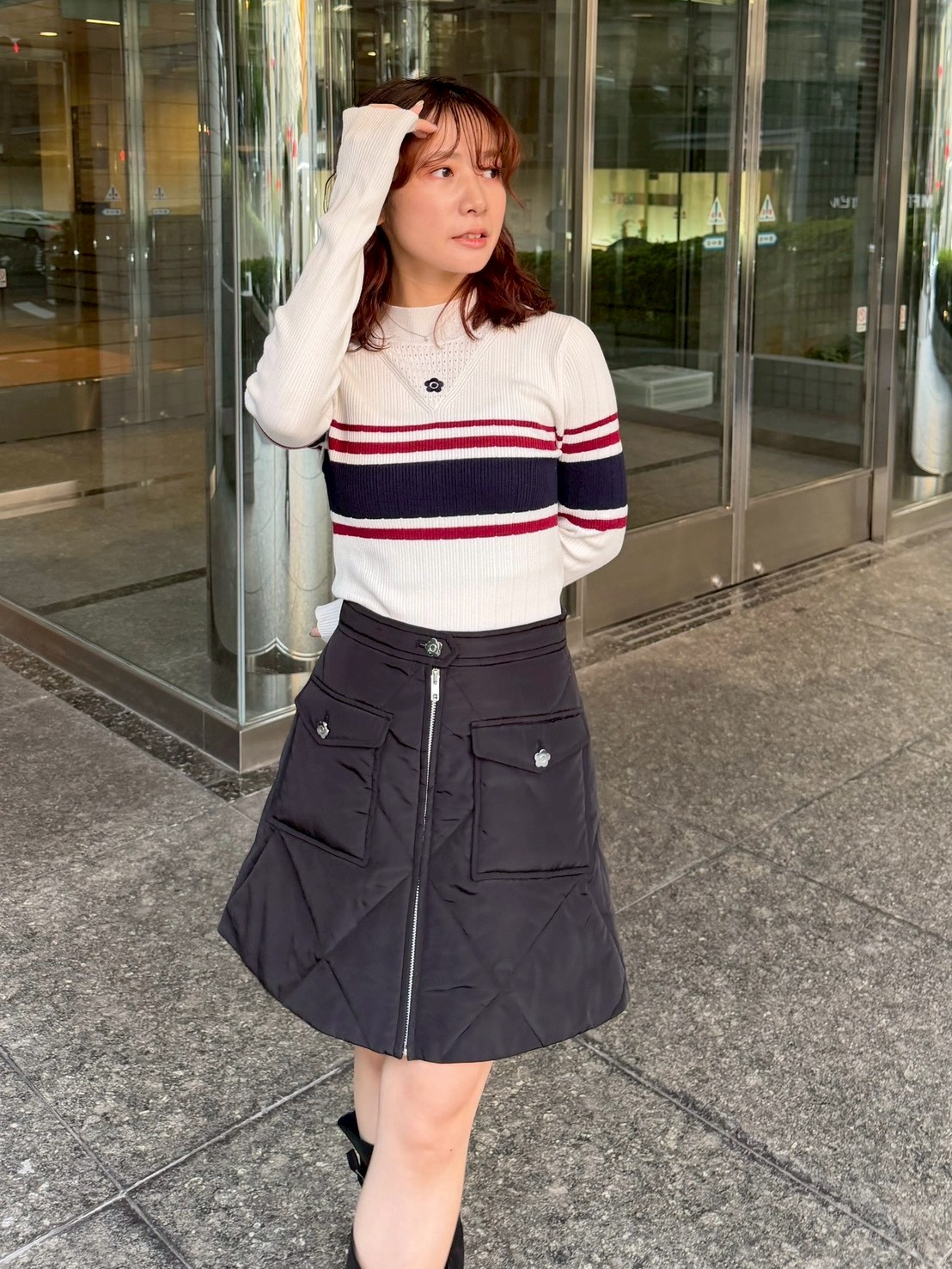 LILY BROWN×MARY QUANT】デイジー刺繍ソフトリブニットトップス