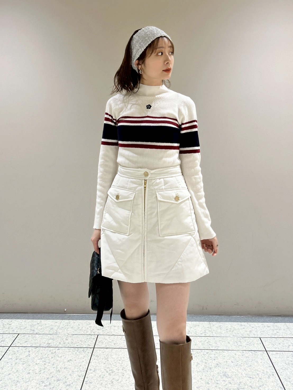 LILY BROWN×MARY QUANT】デイジー刺繍ソフトリブニットトップス