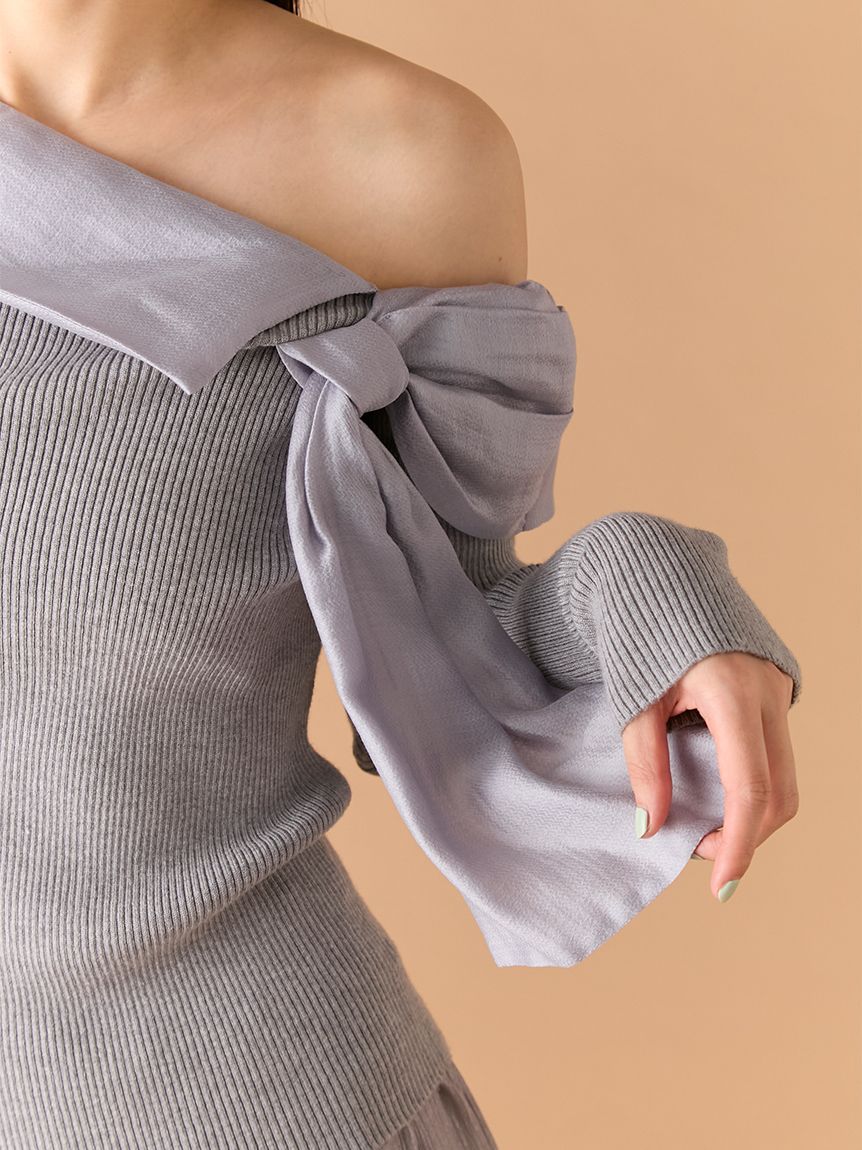 リボンディテールドッキングニット(ニット)｜トップス｜LILY BROWN