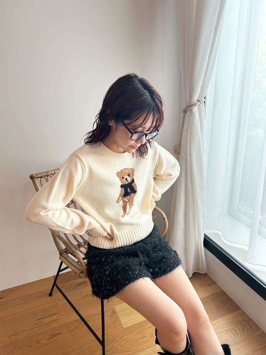 WEB・一部店舗限定カラー】Lily Bearフリンジマフラーニットトップス