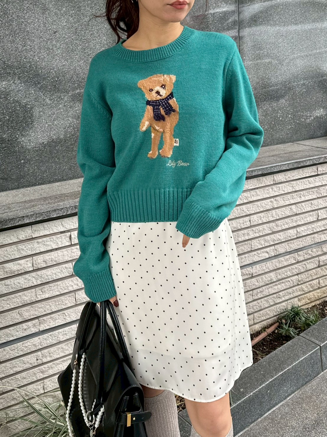 WEB・一部店舗限定カラー】Lily Bearフリンジマフラーニットトップス