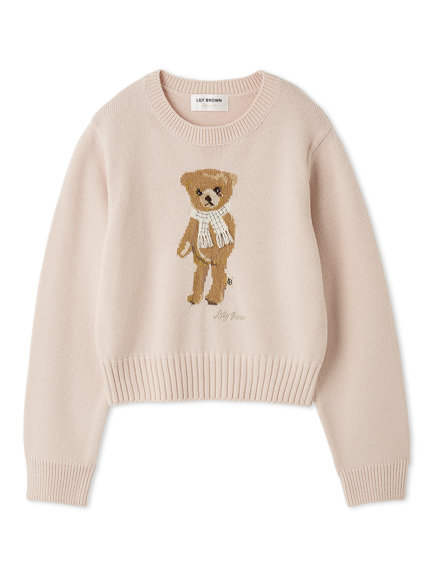 リリーブラウン リリーベア ボーダー 新品未使用 ニット 春秋 WEB・一部店舗限定カラー】Lily Bearフリンジマフラーニットトップス