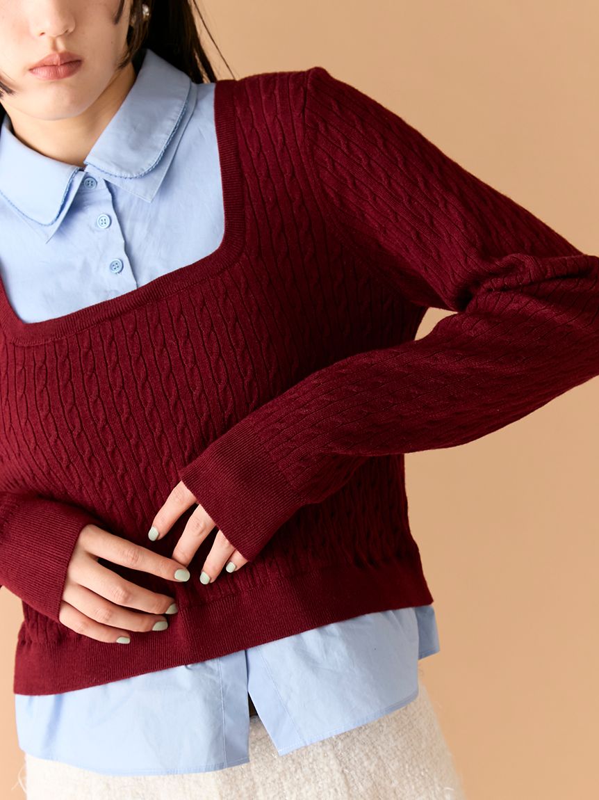 ダブルカラーレイヤードニット(ニット)｜トップス｜LILY BROWN（リリー