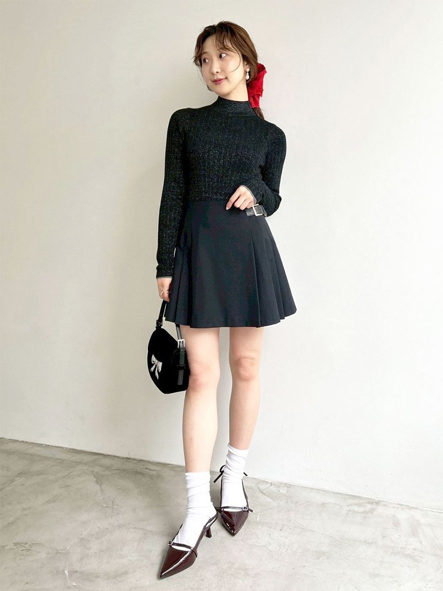 lily brown ロゴ付きラメトップス ラメジャガードロゴニットトップス(ニット)｜トップス｜LILY