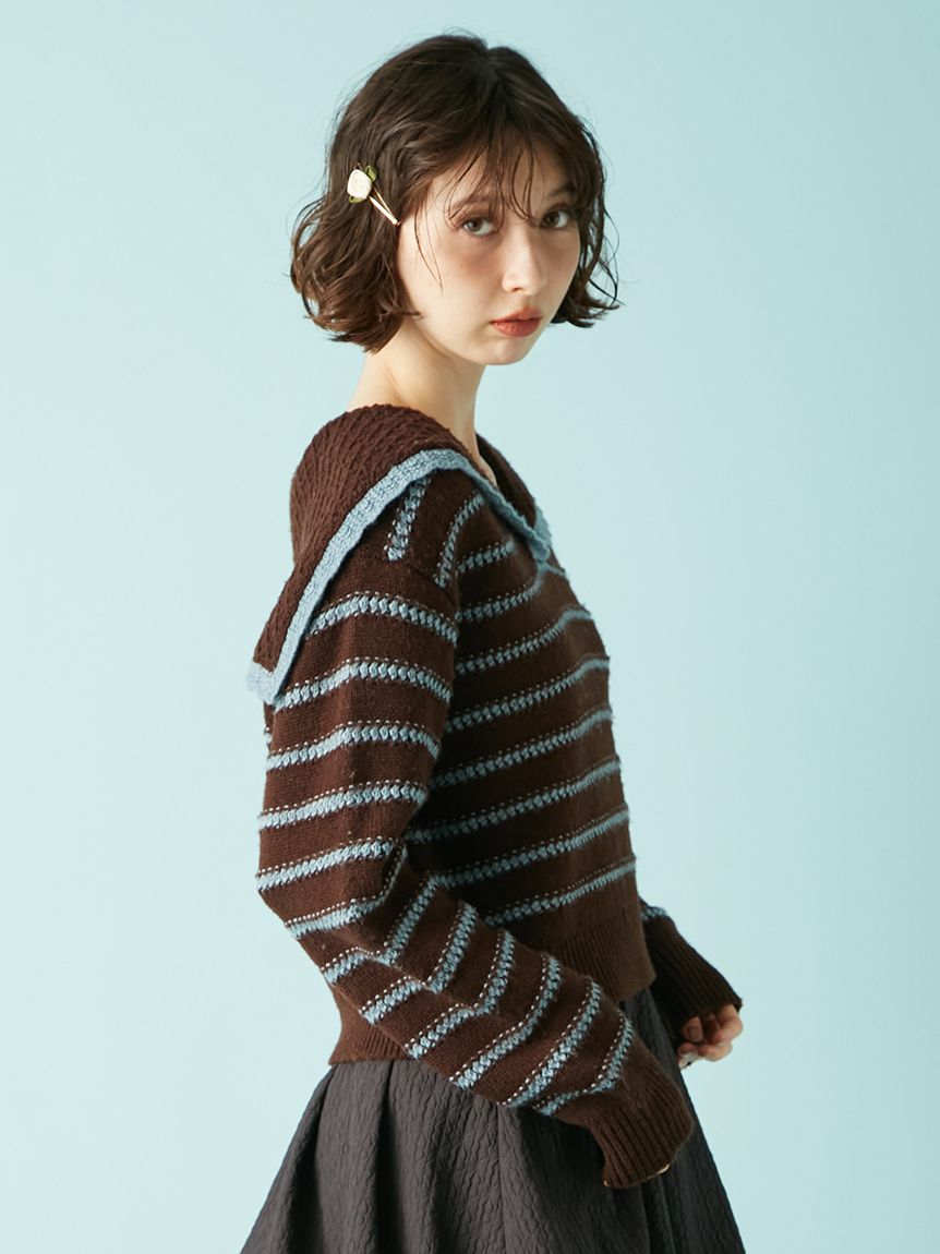 セーラーカラーニットトップス(ニット)｜トップス｜LILY BROWN（リリー