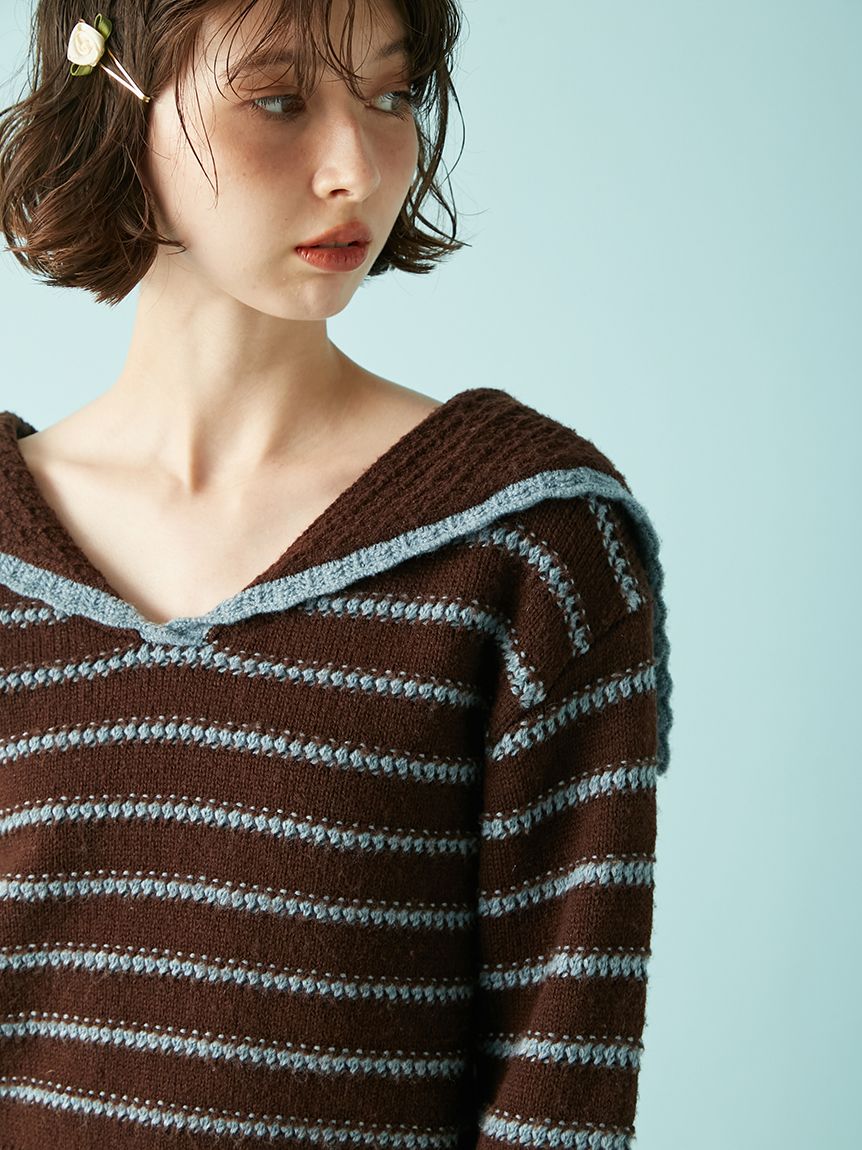 セーラーカラーニットトップス(ニット)｜トップス｜LILY BROWN（リリー