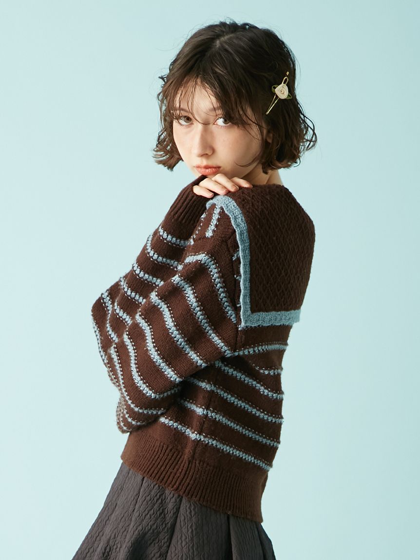 セーラーカラーニットトップス(ニット)｜トップス｜LILY BROWN