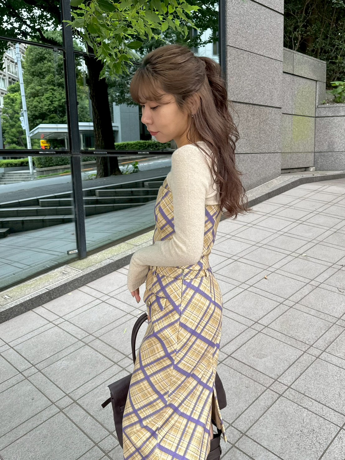 レディースニットトップス ラウンドネック 半袖 ジオメトリックパターン ビーズ ラメリブシアーニットトップス(Hearts2Hearts着用)(ニット)｜トップス