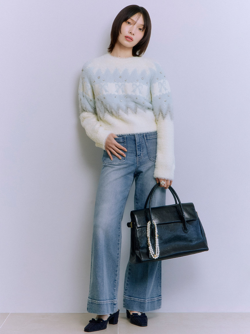 L.B CANDY STOCK]リボンビジューニット(ニット)｜トップス｜LILY BROWN