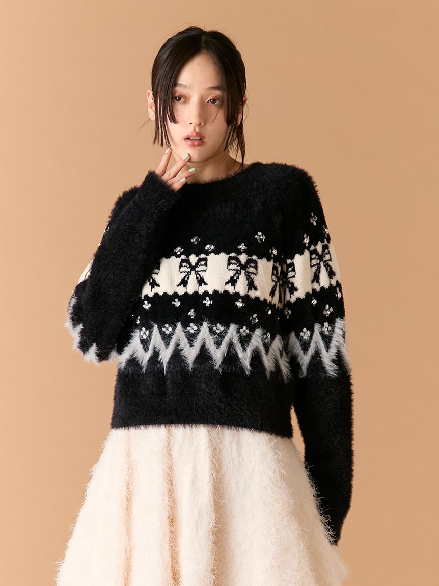 L.B CANDY STOCK]リボンビジューニット(ニット)｜トップス｜LILY BROWN