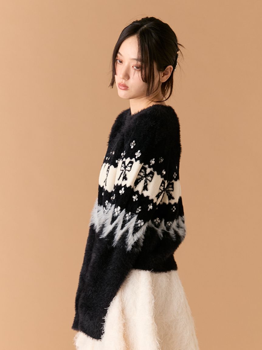 L.B CANDY STOCK]リボンビジューニット(ニット)｜トップス｜LILY BROWN