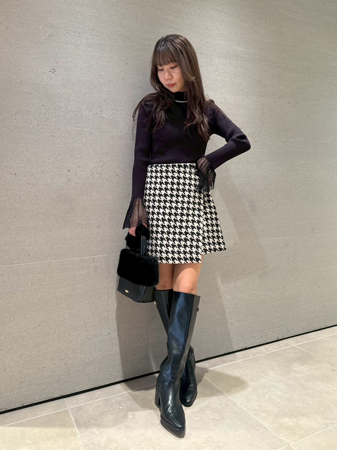 リリーブラウン シースルーニット Lily Brown （リリーブラウン)シアーリブニットトップス 26春夏