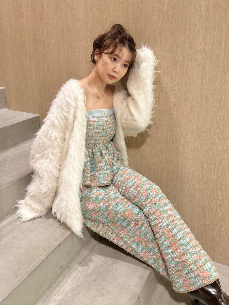リリーブラウン　ツイードニットペプラムビスチェ　　ツイードニットカーディガン LILY BROWN｜ツイードニットペプラムビスチェ | Rakuten Fashion(楽天