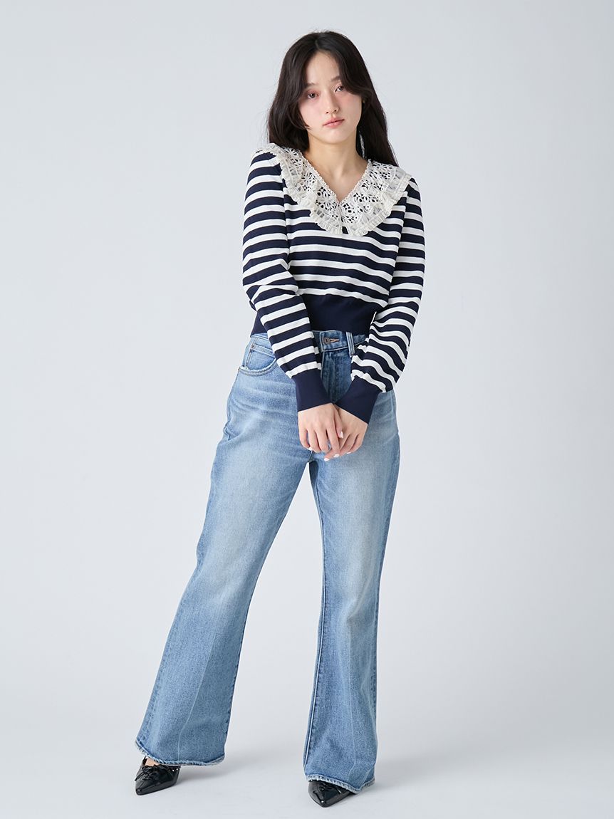 レースカラーニットトップス(ニット)｜トップス｜LILY BROWN（リリー