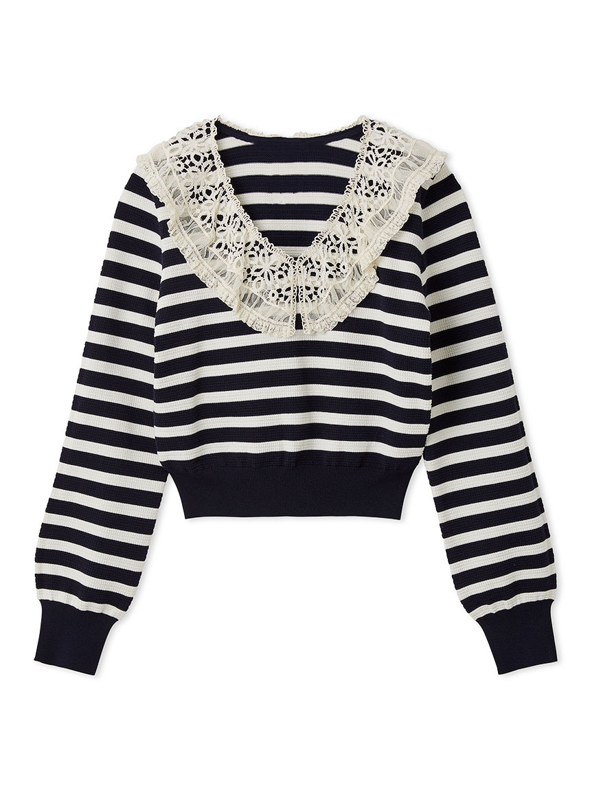 レースカラーニットトップス(ニット)｜トップス｜LILY BROWN（リリー