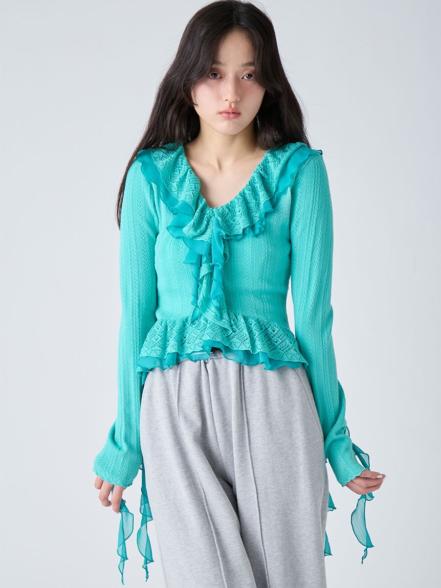 ボリュームフリルニットトップス(ニット)｜トップス｜LILY BROWN