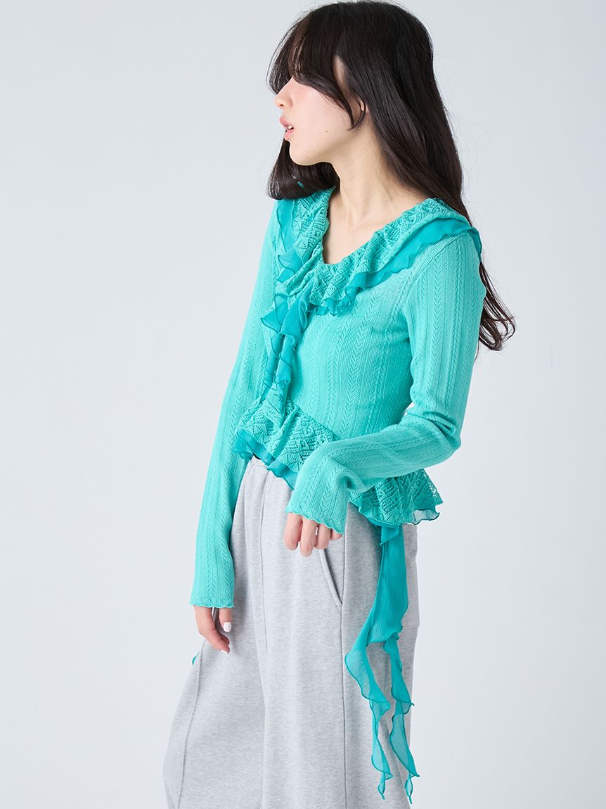 ボリュームフリルニットトップス(ニット)｜トップス｜LILY BROWN