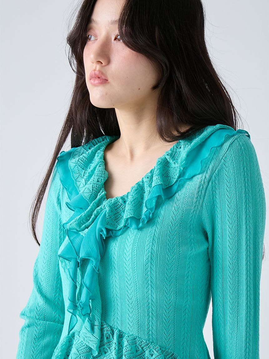 ボリュームフリルニットトップス(ニット)｜トップス｜LILY BROWN