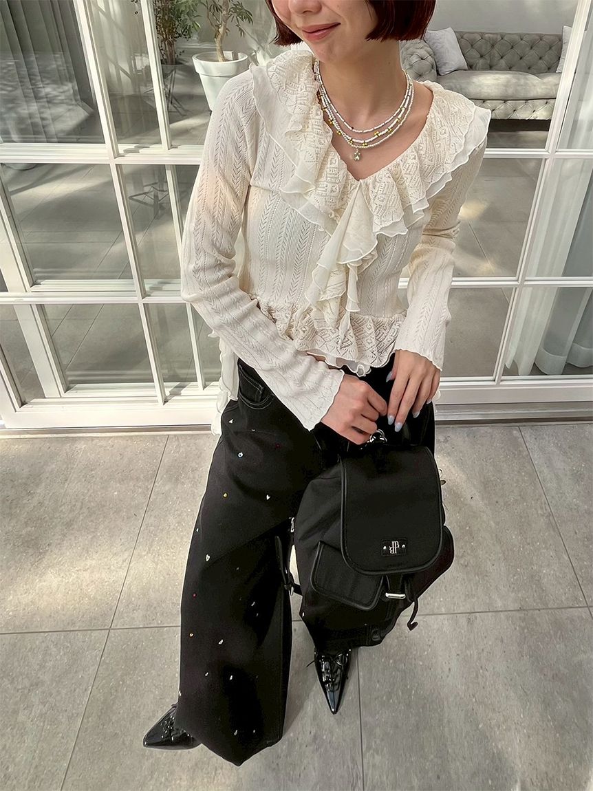 ボリュームフリルニットトップス(ニット)｜トップス｜LILY BROWN