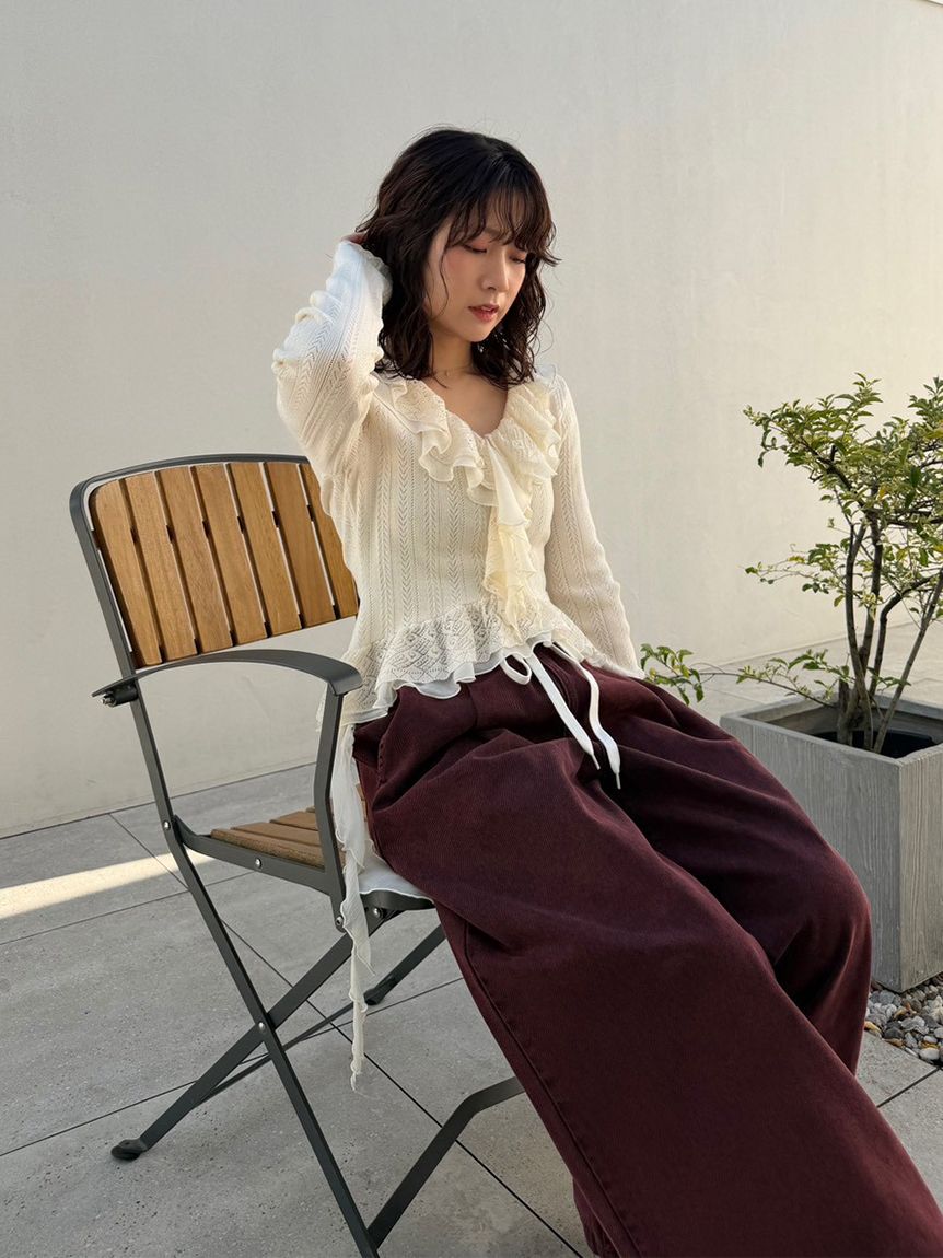 ボリュームフリルニットトップス(ニット)｜トップス｜LILY BROWN