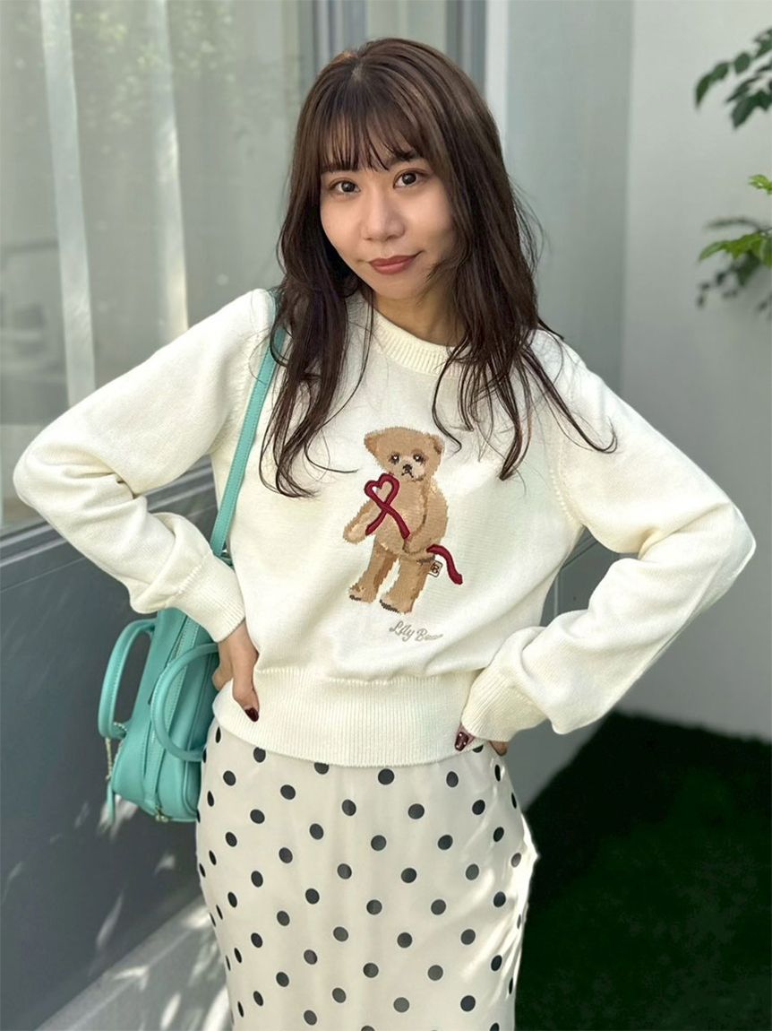 Lily Bearハートサテンニット(ニット)｜トップス｜LILY BROWN（リリー