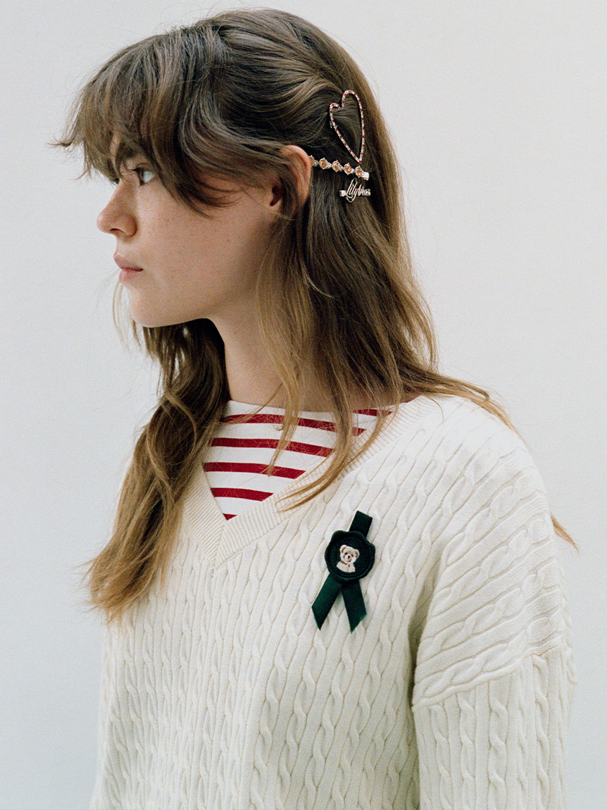 Lily Bearスタンプモチーフケーブルニット(ニット)｜トップス｜LILY