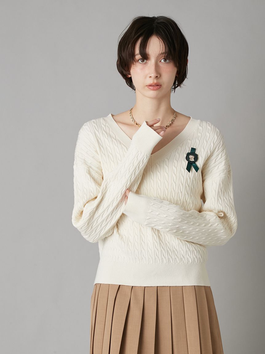 Lily Bearスタンプモチーフケーブルニット(ニット)｜トップス｜LILY