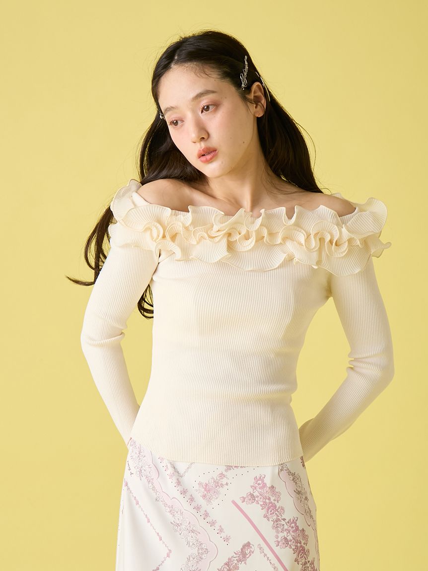 モチーフフリルニットトップス(ニット)｜トップス｜LILY BROWN（リリー